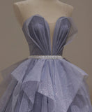 Purple tulle sequin long prom dress purple sequin evening dress HZ1024