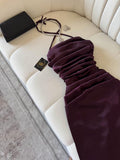 Elegant Sheath Halter Sleeveless Burgundy Satin Backless Prom Dresses Long Evening Dress HZ1024