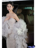 Elegant Mermaid Sweetheart Neckline Silver Sequin Evening Dress Long Prom Dresses HZ1024