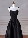 Elegant Black A-Line Satin Long Prom Dress Long Prom Dress HZ1024
