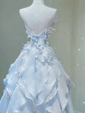 Fairy A Line Sleeveless Pink Long Floral Prom Dress HZ1024