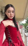 Elegant High Low Strapless Burgundy Satin Prom Dress Birthday Outfits With Sleeves HZ1024