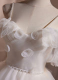 Simple A Line White Spaghetti Straps Sweet Mini Dress Homecoming Dress HZ1024