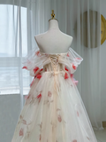 Beautiful A line Off The Shoulder Tulle Floral Wedding Dresses HZ1024