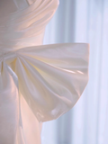 Beautiful High Low Spaghetti Straps Satin White Wedding Dresses HZ1024