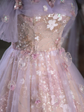 Ball Gown Sweetheart Neck Tulle Lace Purple Long Sweet 16 Dresses HZ1024