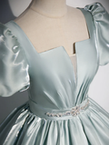 Ball Gown Light Sky Blue Satin Long Sweet 16 Dresses HZ1024