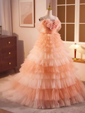 Vintage Ball Gown Short Sleeves Ruffles Sweet 16 Dresses HZ1024