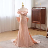 Modest Mermaid Straps Satin Long Pink Prom Dress HZ1024