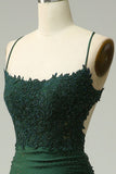 Sexy Mermaid Straps Dark Green Long Lace Prom Dress HZ1024
