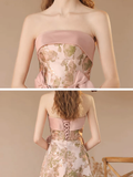 Simple A-Line Satin Tea Length Pink Prom Dress HZ1024