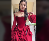 Elegant High Low Strapless Burgundy Satin Prom Dress Birthday Outfits With Sleeves HZ1024