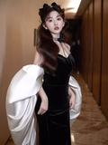 Sexy Mermaid Strapless Black Long Prom Dresses HZ1024