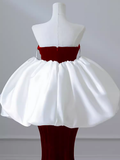 Modest Mermaid Strapless Burgundy Long Prom Dresses HZ1024