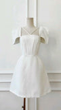 Vintage A Line Short Sleeves White Cocktail Dresses Short Homecoming Dress HZ1024