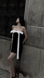 Vintage A Line Strapless Black Cocktail Dresses Short Homecoming Dress HZ1024