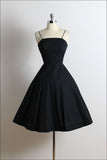 Vintage A Line Straps Black Cocktail Dresses Short Homecoming Dress HZ1024