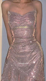 Sparkly Sexy Halter Asymmetric Short Homecoming Dresses HZ1024