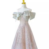 Fairytale A line Straps Sequin Long Evening Dress Prom Dress HZ1024