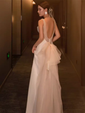 Chic Mermaid Straps Satin White Wedding Dress With Pearls HZ1024