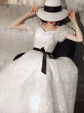 Pretty A Line Sweetheart Tulle White Long Prom Dresses HZ1024