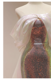 Pretty Sheath Strapless Sequin Long Prom Dresses With Sleeves HZ1024