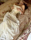 Sexy Sheath Strapless Chiffon Long White Prom Dresses HZ1024