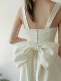 Timeless Sheath Straps Long Satin White Wedding Dresses HZ1024