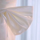 Simple High Low Sweetheart Long Satin White Wedding Dresses With Ruffles HZ1024