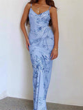 Modest Mermaid Spaghatti Straps Light Blue Prom Dress Long Evening Dresses HZ1024