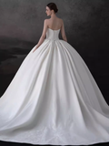 Vintage Ball Gown Sweetheart Satin White Wedding Dresses HZ1024