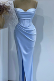 Sexy Mermaid Baby Blue Sweetheart Prom Dress With Spaghetti-Straps HZ1024
