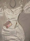 Simple Sheath Off The Shoulder White Short Tight Homecoming Dresses HZ1024
