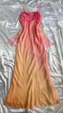 Fairytale Sheath Spaghetti Straps Ombre Chiffon Orange Prom Dresses Evening Dress With Ruffles HZ1024