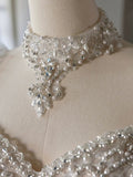 Chic Ball Gown Sweetheart White Long Sleeves Satin Wedding Dresses With Beads Bow HZ1024