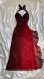 Chic A line Straps Long Prom Dress Chiffon Ombre Burgundy Prom Dresses Evening Dress HZ1024