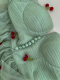 Cute A line Spaghetti Straps Mint Green Tulle Homecoming Dresses Simple Prom Dress With Cherry HZ1024