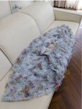 Chic A line SPaghetti Straps Prom Dresses Floral Blue Tulle Evening Dress HZ1024