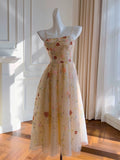 Fairytale A line Spagetti Straps Champagne Beads Tulle Homecoming Dress Birthday Dresses HZ1024