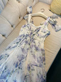Sexy A Line Straps Sleeveless Floral Lilac Long Prom Dresses HZ1024