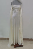 Elegant Ivory Satin Long Simple Evening Dress Prom Dresses HZ1024