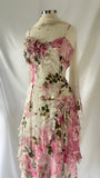 Chic A line Spaghetti Straps Floral Pink Short Homecoming Dresses Cocktail Dress With Ribbon HZ1024
