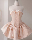 Cute A line Straples Satin Pink Homecoming Dresses 18th Birthday Dress HZ1024