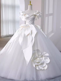 Princess Ball Gown Off The Shoulder Satin Long Wedding Dresses HZ1024
