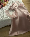 Modest A line Sweetheart Satin Pink Ruffles Long Prom Dress Evening Dresses HZ1024