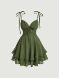 Cute A line Spaghetti Straps Green Homecoming Dress Short Birthday Outfit HZ1024