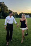 Sexy A line Sweetheart Black Homecoming Dresses 21st Birthday Outfit HZ1024