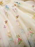 Elegant A Line Straps Neckline Floral Lace Tulle Prom Dress Evening Dresses HZ1024