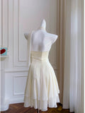 Modest A Line Halter Chiffon Ivory Short Homecoming Dresses Birthday Outfits HZ1024