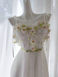 Modest A line Spaghetti Straps White Tulle Ankle Length Prom Dress Formal Dresses HZ1024